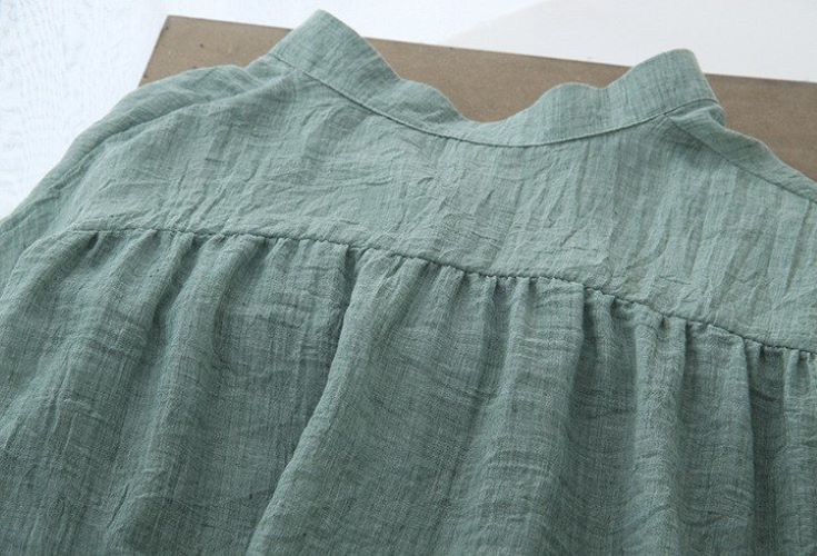 Áo sơ mi nữ cổ trụ tàu , tay lỡ vải đũi mềm form rộng phong cách hàn quốc cao cấp Đũi Việt S172