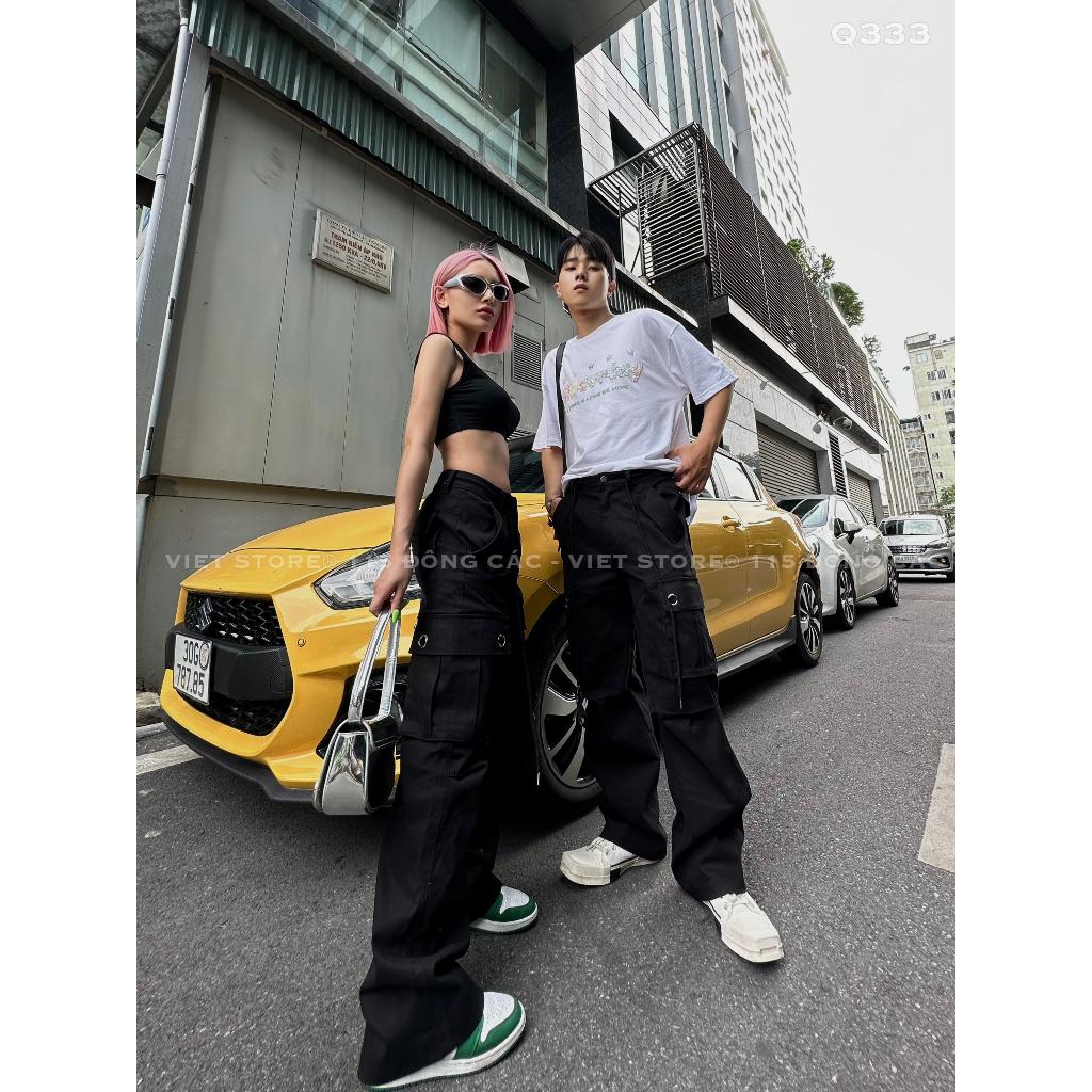 Quần Kaki Cargo Pant Túi Hộp Ống Suông Richky Màu Đen Q333