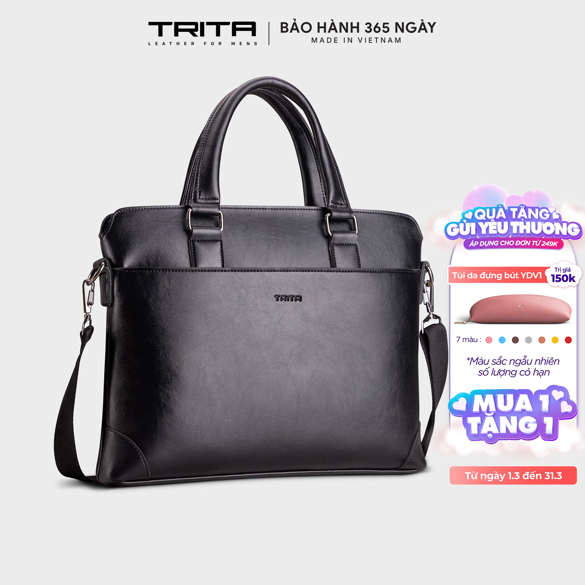 Cặp công sở Trita ( Thời trang nam phong cách đựng vừa laptop 14 inch - Cặp da TCA16 )