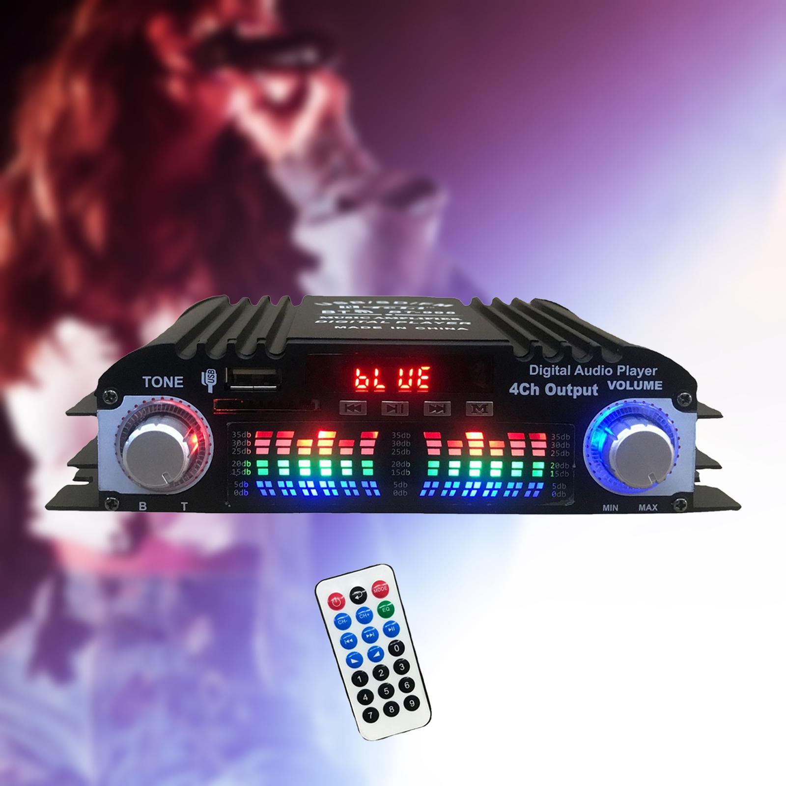 HiFi Stereo Power Amplifier 4 CH USB FM Radio Audio Receiver for Bar Home