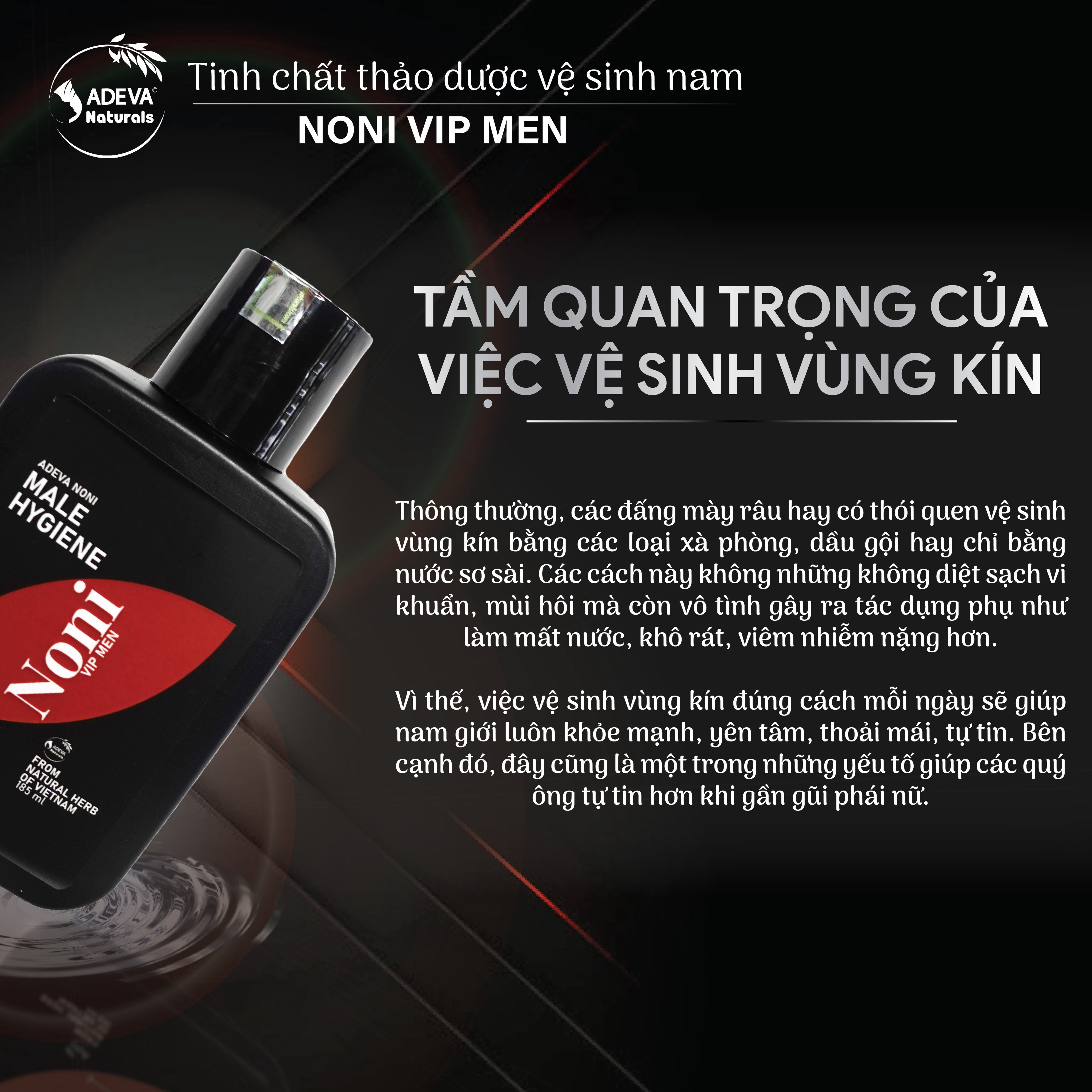 Dung dịch vệ sinh nam giới Adeva - Size du lịch 50ml - Tinh chất thảo dược vệ sinh nam giới sang trọng, tự tin và nam tính với tinh dầu gỗ đàn hương cao cấp