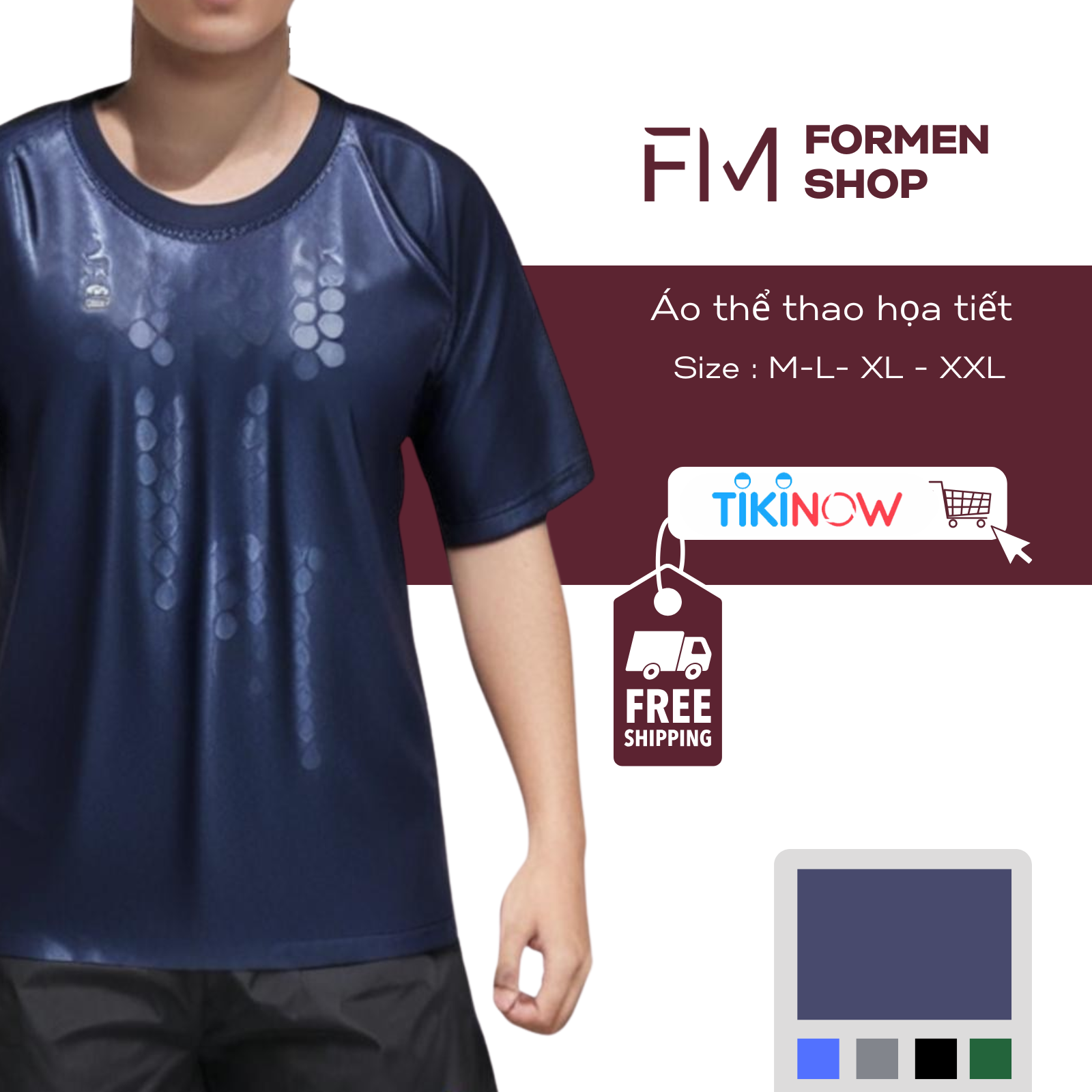 Áo thun nam cổ tròn tay ngắn, chất thun lạnh mềm mát, thấm hút mồ hôi, thoải mái vận động  FORMEN SHOP  FMTY002 – XANH ĐEN – L