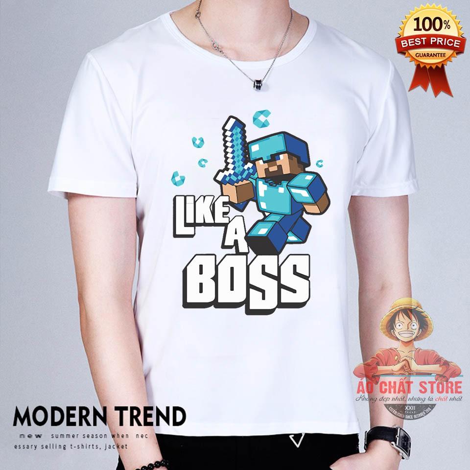 Áo Thun Minecraft Like a Boss Siêu Đẹp - Áo Minecraft Tshirt MC13