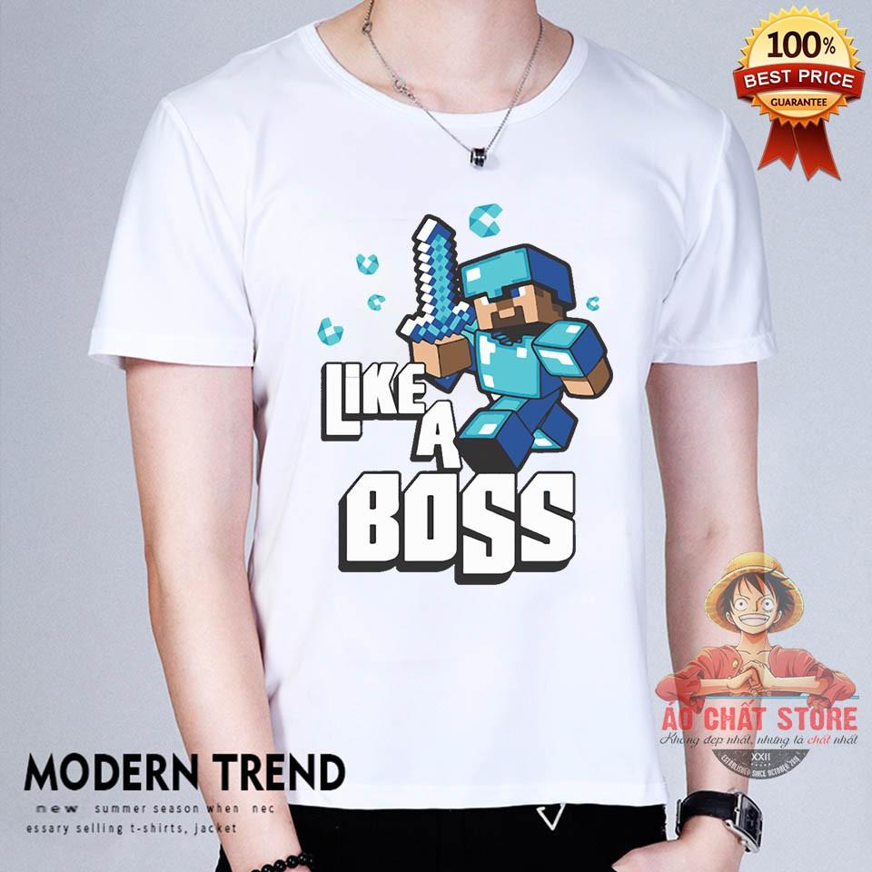 (Ảnh Thật Hot) Áo Thun Minecraft Like a Boss Siêu Đẹp - Áo Minecraft Tshirt MC13