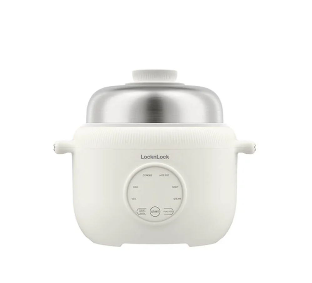 Nồi điện đa năng LocknLock Digital multipot EJP186VY lòng nồi chống dính, có chức năng hẹn giờ, dung tích 1.6L - Màu ngà - Hàng chính hãng