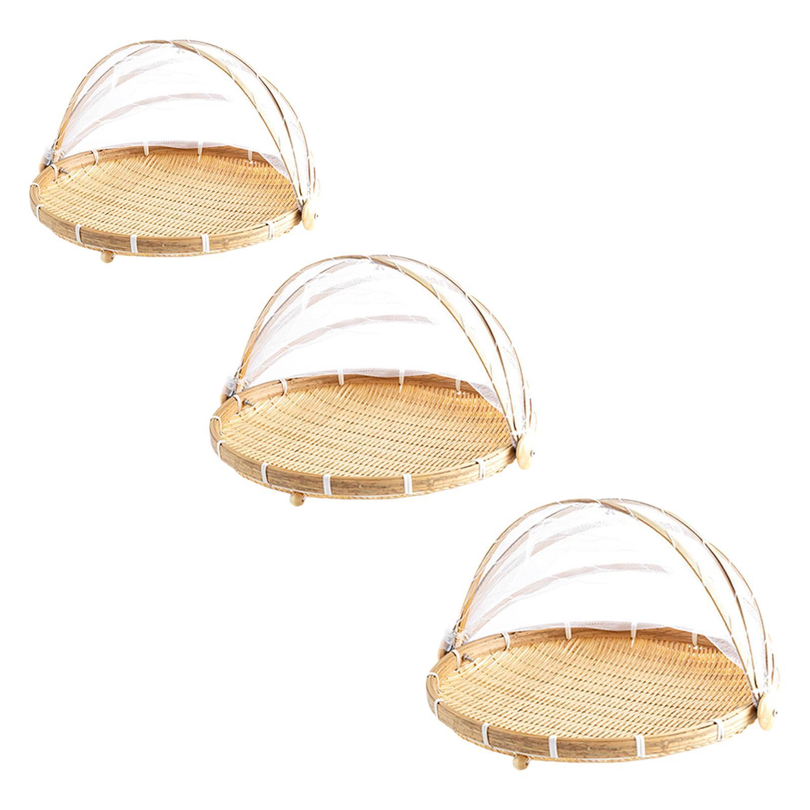 Bamboo Food Serving Tent Basket Fruit Bowls Handmade for Rustic Outdoor