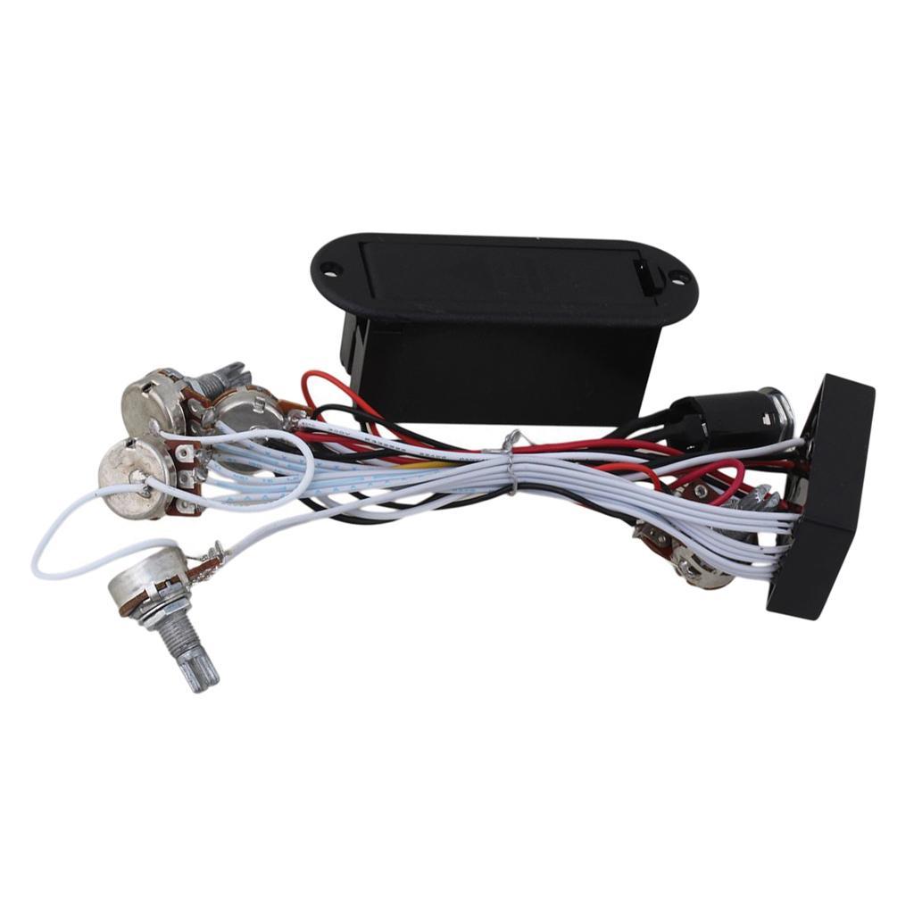 Electric Guitar Bass Wiring Harness 3-Way Switch 1V1T with Active EQ Pickup, Volume Tone Control