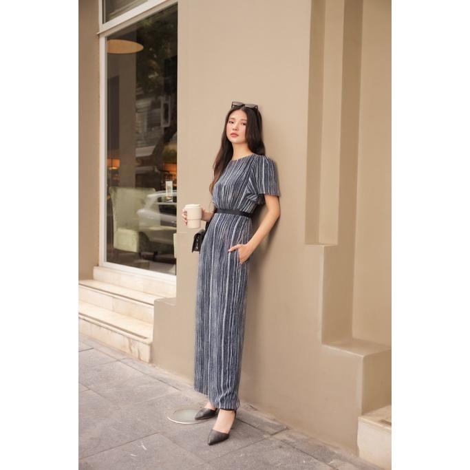 Jumpsuit nữ ống suông, tay loe, cổ thuyền, chất liệu cotton linen nhẹ mát CLARA MARE JUM4003