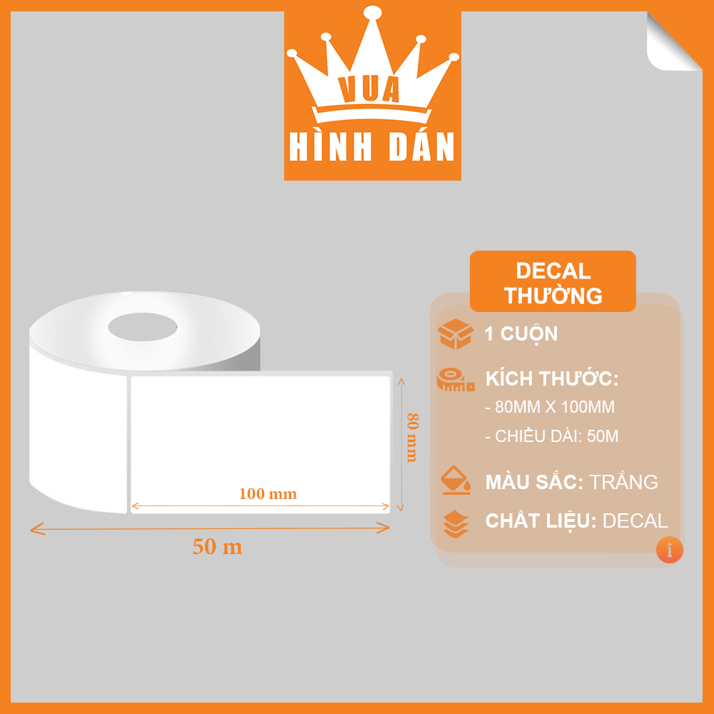 Decal Thường 80x100mm In Mã Vạch, In Tem Cuộn 50m
