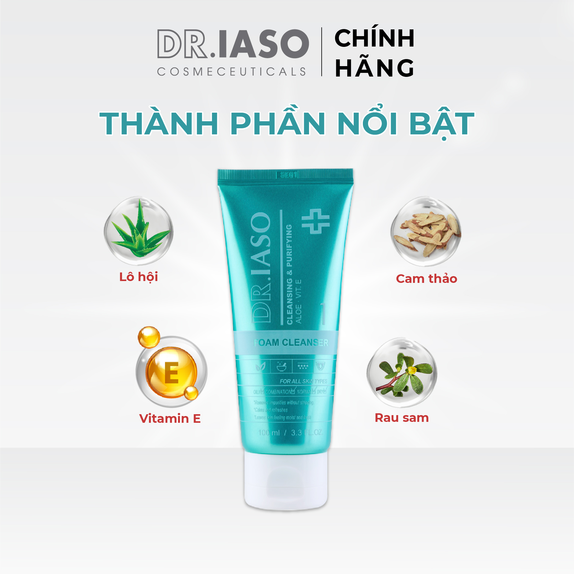 D32 Sữa rửa mặt tạo bọt Dr IASO Foam Cleanser 100ml