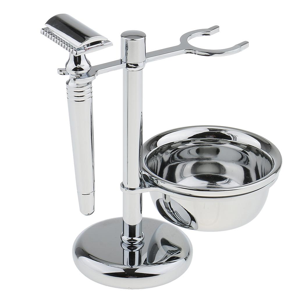 Men Daily Use Gift Removable Classic Shaving Shaver Tool Set Razors+Brush+Stand Weighted Base+Bowl