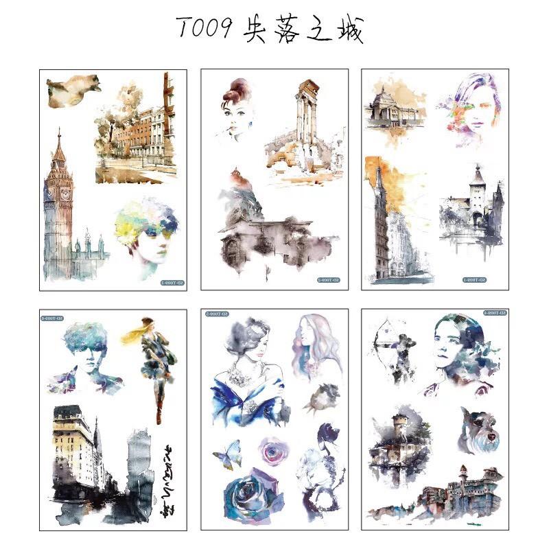 Sticker cute dán sổ laptop trang trí bullet journal vintage dễ thương set 6 tấm ST13