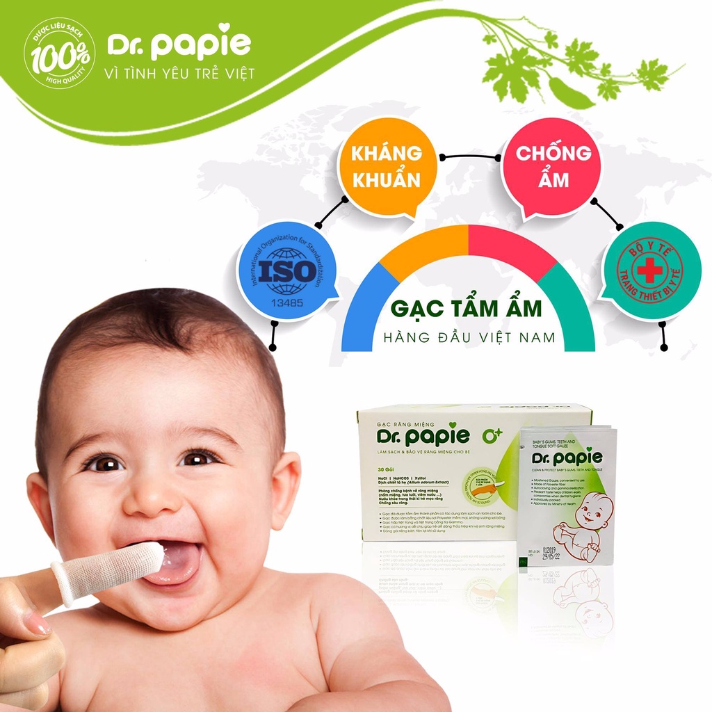 Gạc Rơ Lưỡi Dr.Papie Vệ Sinh Răng Miệng Cho Bé