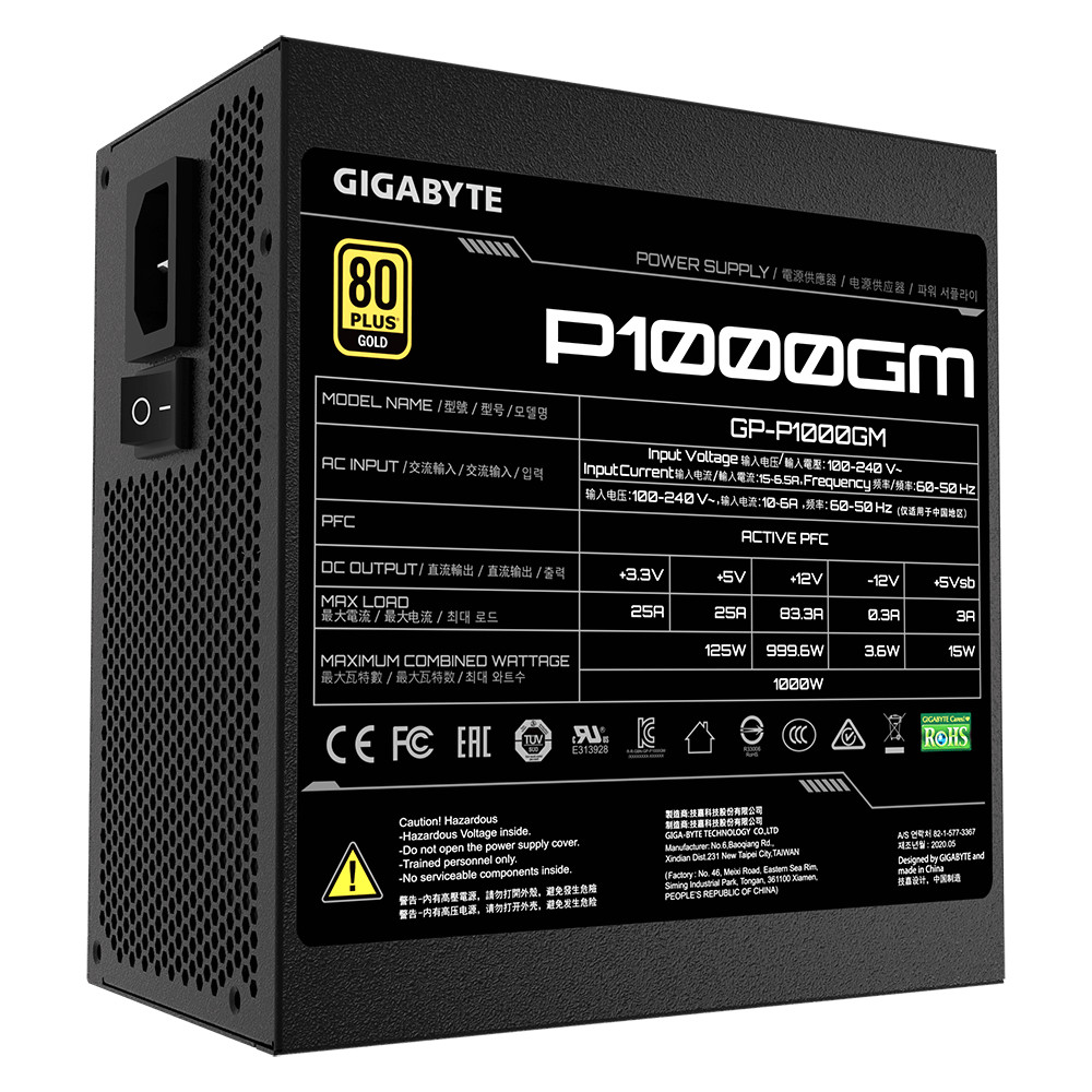 Nguồn máy tính GIGABYTE P1000GM 1000W 80 PLUS  - Hàng Chính Hãng