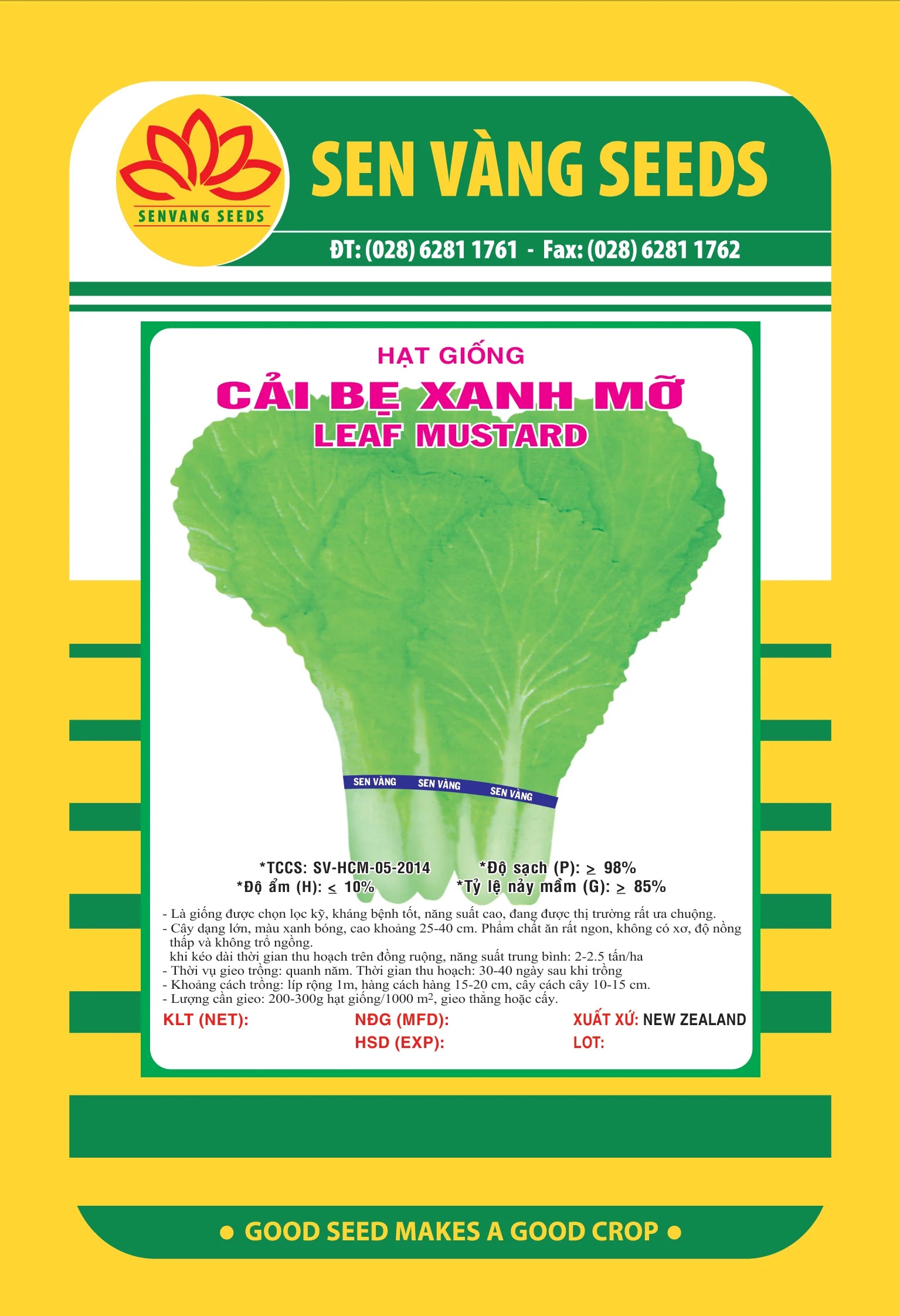 Hạt Giống Cải Bẹ Xanh Gói 50gram Sen Vàng