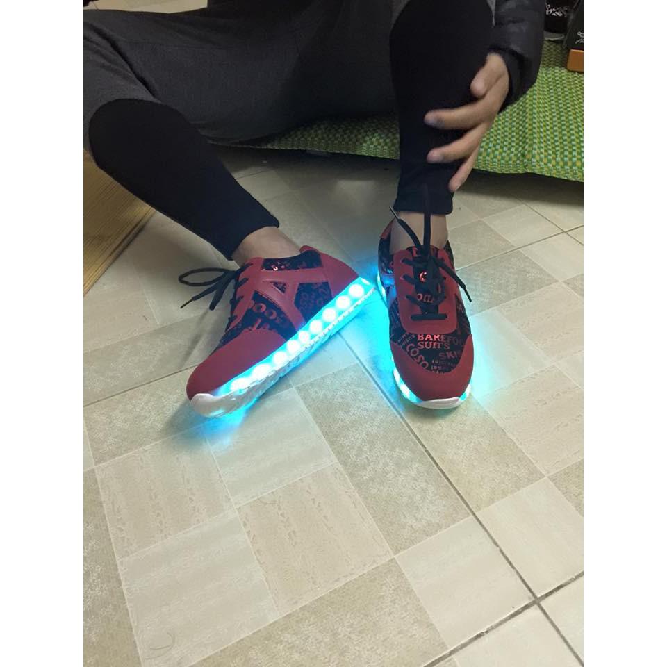 Giày phát sáng chữ A sần đỏ phát sáng 7 màu 11 chế độ đèn led cực đẹp phong cách hàn quốc