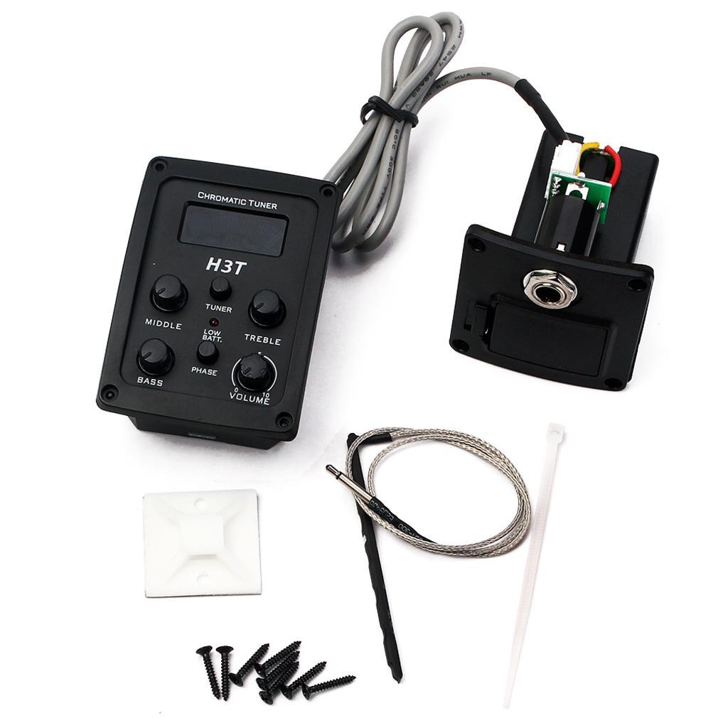 4-Band EQ Chromatic Tuner Black Set for Acoustic Guitar Replacement