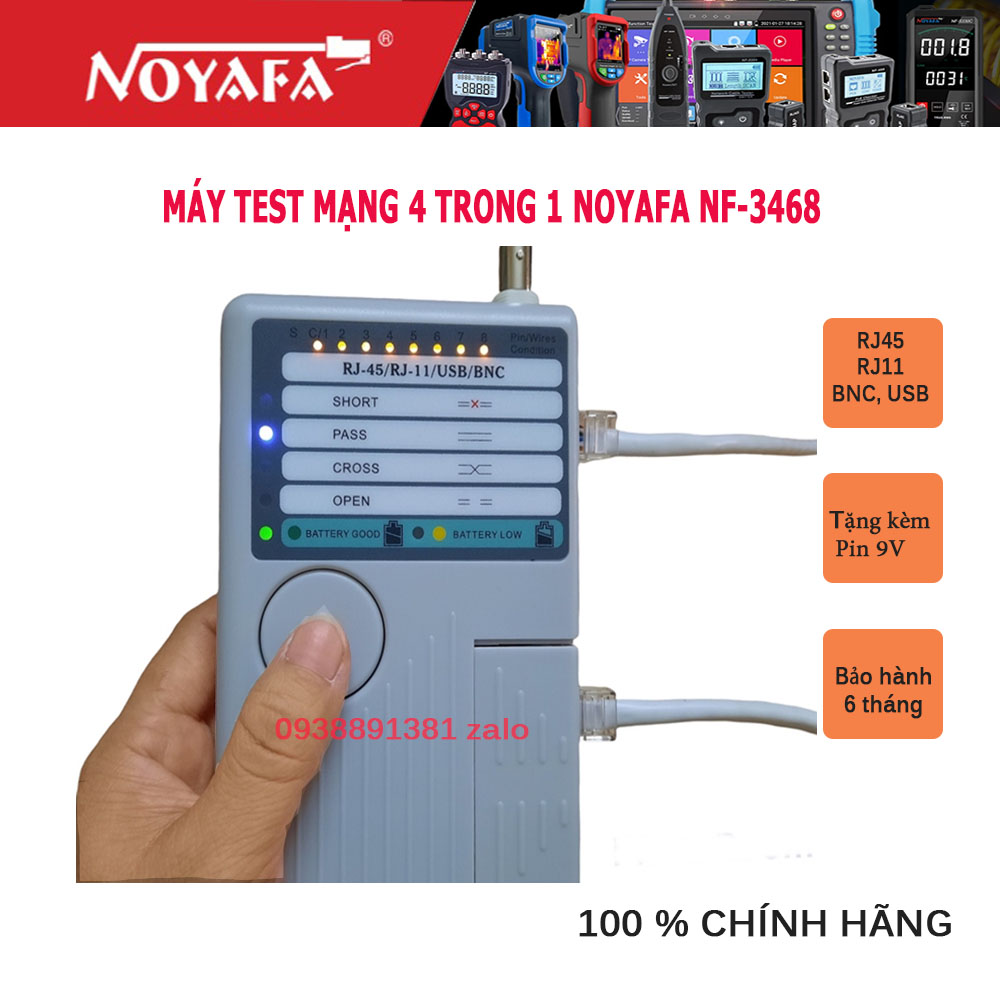 Máy test cáp mạng NF-3468 đa năng (test RJ45, RJ11, USB, BNC) - hàng chính hãng