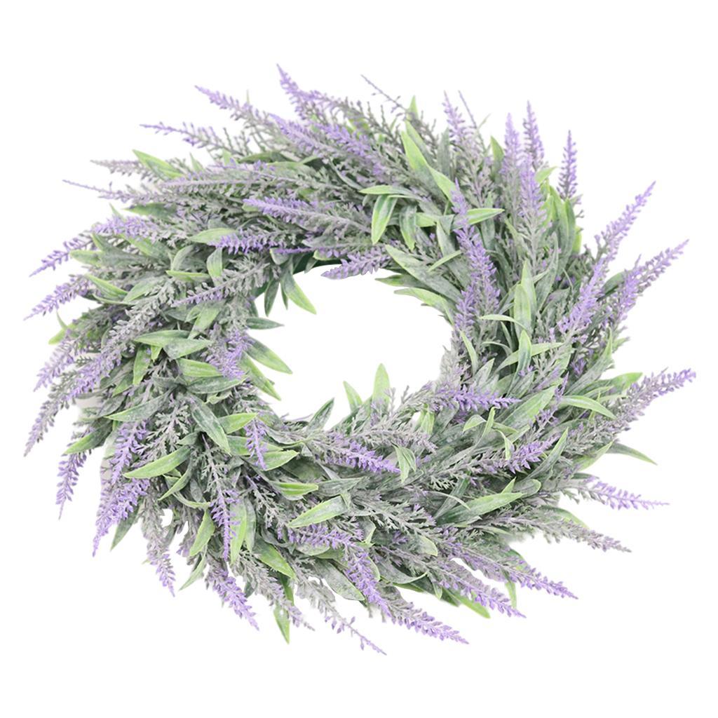 Artificial Front Door Simulation Lavender Flower Wreath Garland  Green