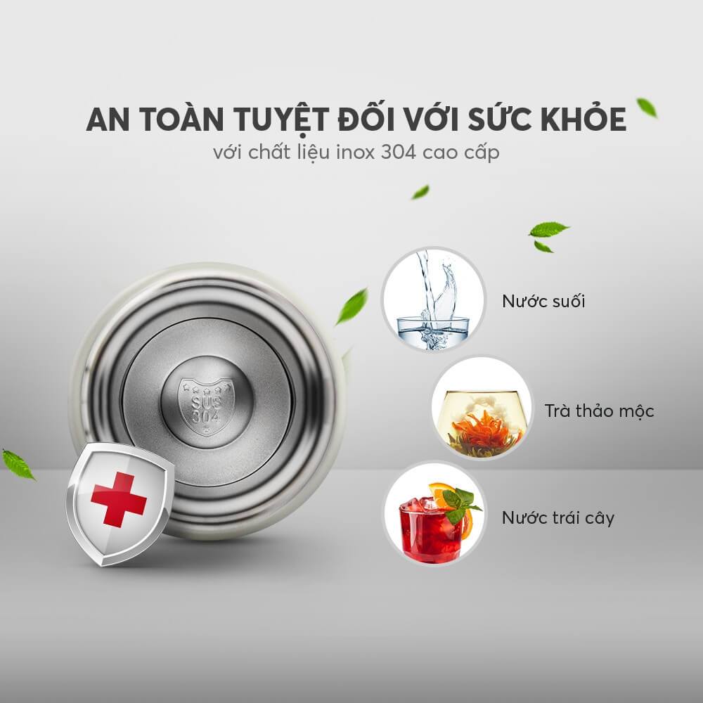 Bình Giữ Nhiệt Inox 304, Tráng bạc Elmich EL-8295 (Dung tích 500ml, Giữ Nóng 8h - Giữ Lạnh 12h) - Hàng Chính Hãng