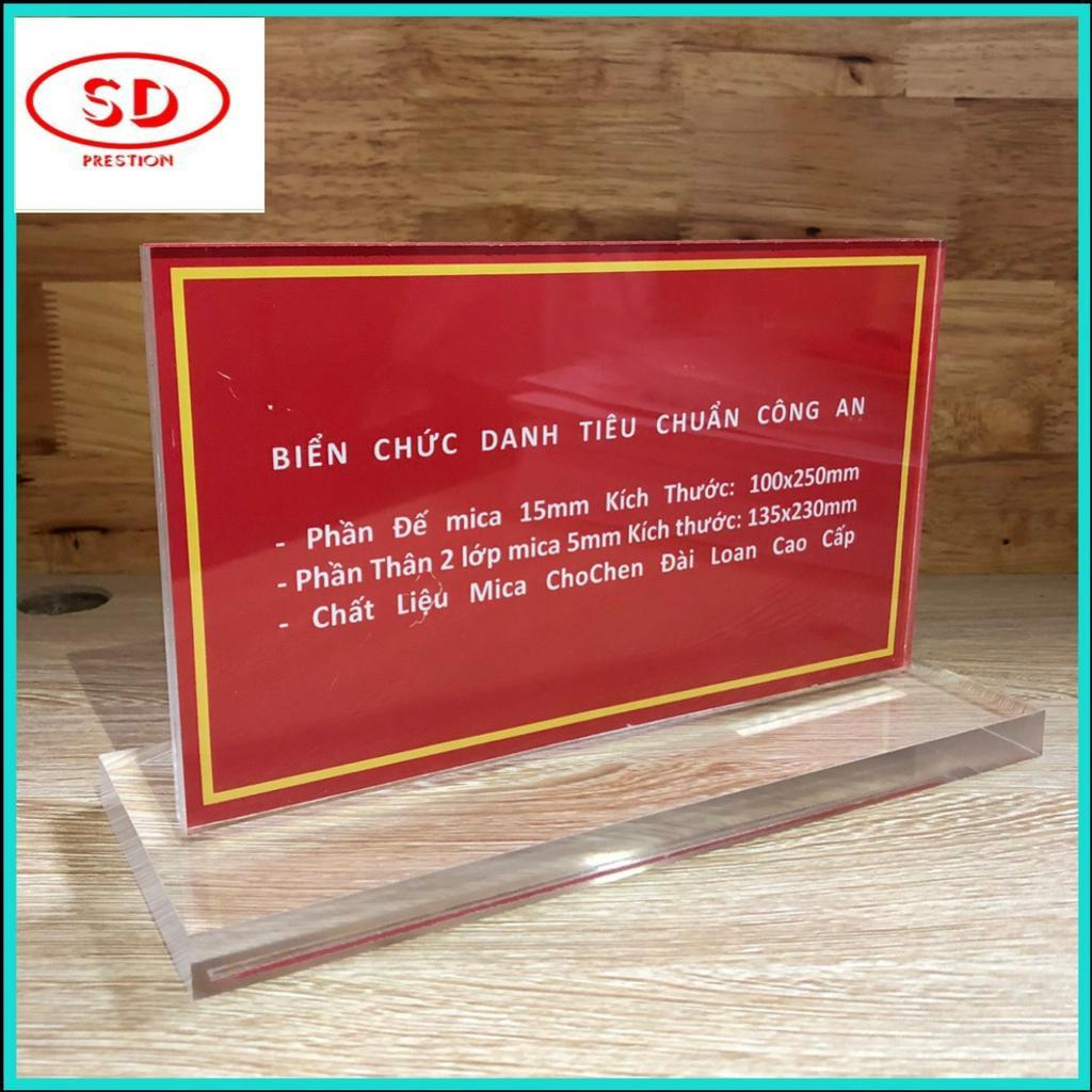 Biển chức danh mica chuẩn Đài Loan đế 15mm, thân 4mm các cỡ theo yêu cầu - 10x22cm