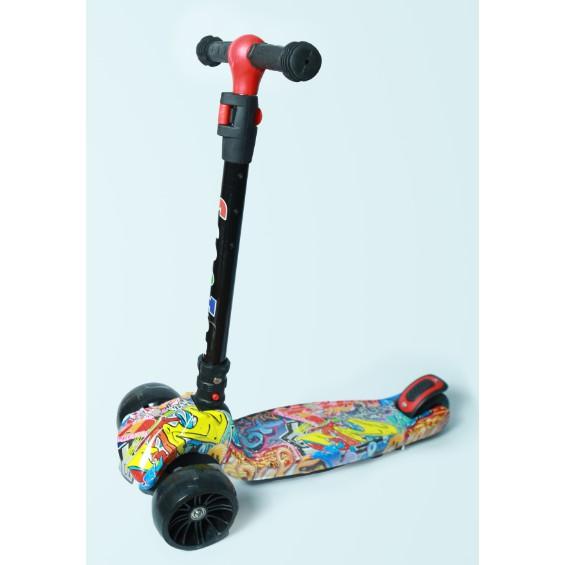 Xe Scooter Graffiti, xe chòi chân, xe 3 bánh, có nhạc và đèn 3 bánh