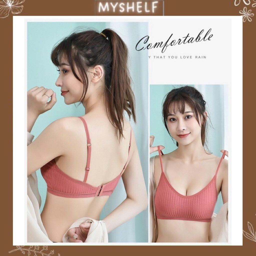 Áo bra đệm mỏng gân tăm cài sau nhiều màu trẻ trung