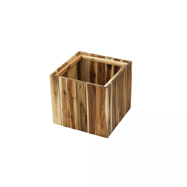 Chậu gỗ trồng cây hình vuông, trồng cây, cây cảnh, phù hợp các ltrang trí sân vườn, ban công, quán caffee, shop thời trang, chậu nhựa bên trong có lỗ thoát nước, có đế cao su chống trượt, 32x32x32 cm, sang trọng, phong thủy tốt