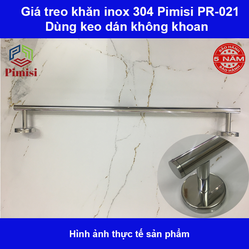 Giá treo khăn tắm dán tường Pimisi inox 304 dùng để treo quần áo - vắt khăn trong nhà vệ sinh - phụ kiện - đồ dùng gia đình dán bằng keo không khoan | hàng chính hãng