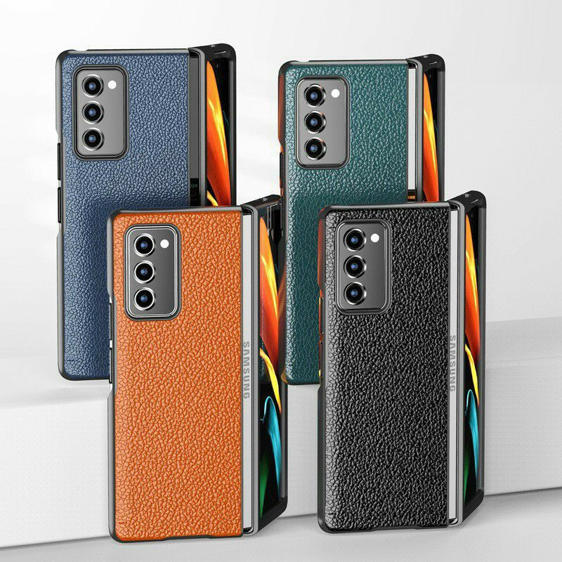 Ốp lưng cho Samsung Galaxy Z Fold 2 Leather Case - Hàng Chính Hãng