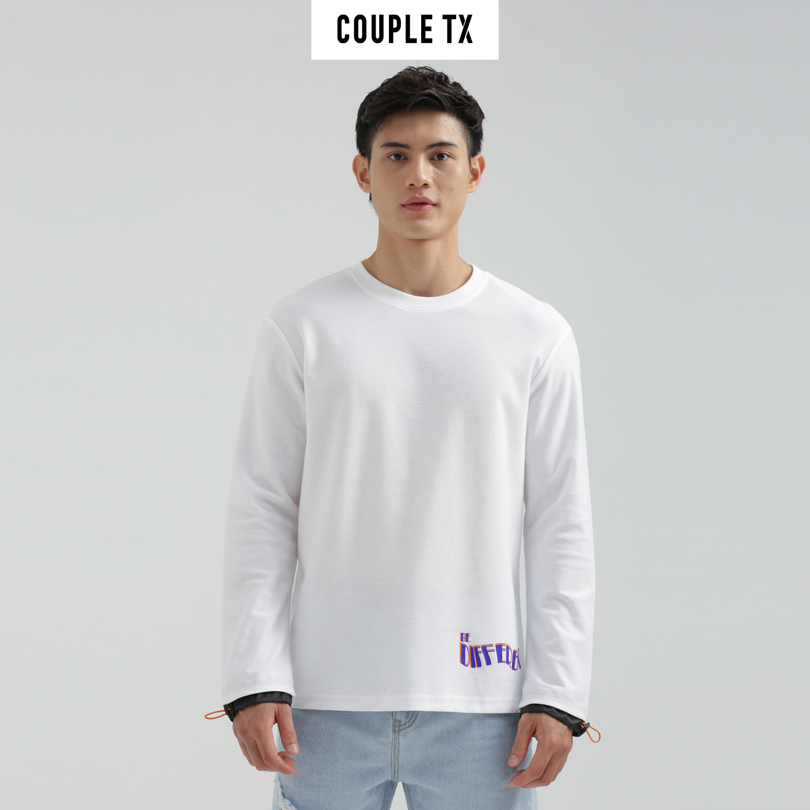 COUPLE TX - Áo Thun Nam Dài Tay Phối Dù Rút MTS 1204