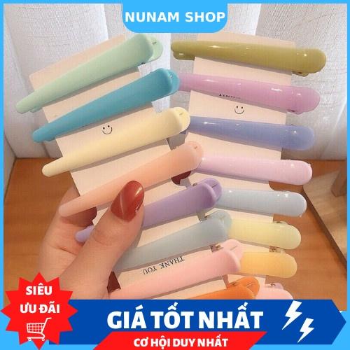Set 5 kẹp tóc mỏ vịt màu trơn pastel cực xinh trang điểm làm tóc Nunam Shop