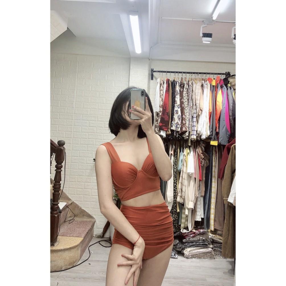 freeship Bikini 2 mảnh cam ️Freeship️ bản to quần cạp cao che bụng mặc đi biển đi bơi mới nhất