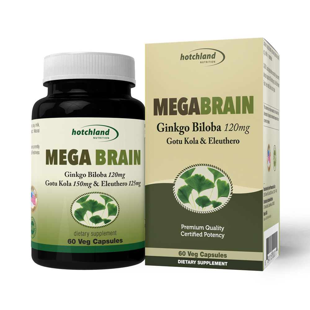 Viên uống Ginkgo Biloba hỗ trợ tăng cường tuần hoàn máu não, bổ não Hotchland Mega Brain TPBVSK-Hàng chính hãng -HL0115