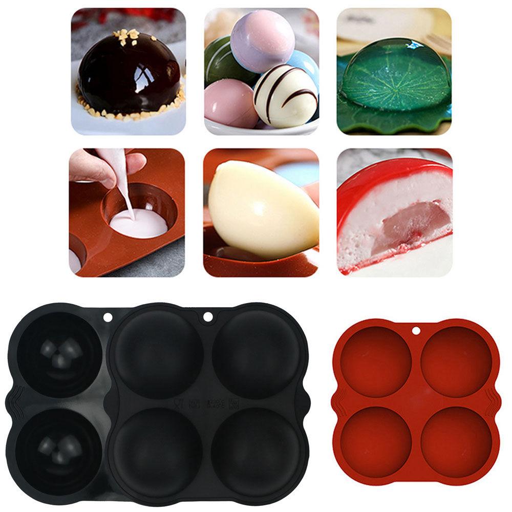 Khuôn Làm Bánh 4 Ô Hình Bán Cầu Bằng Silicon