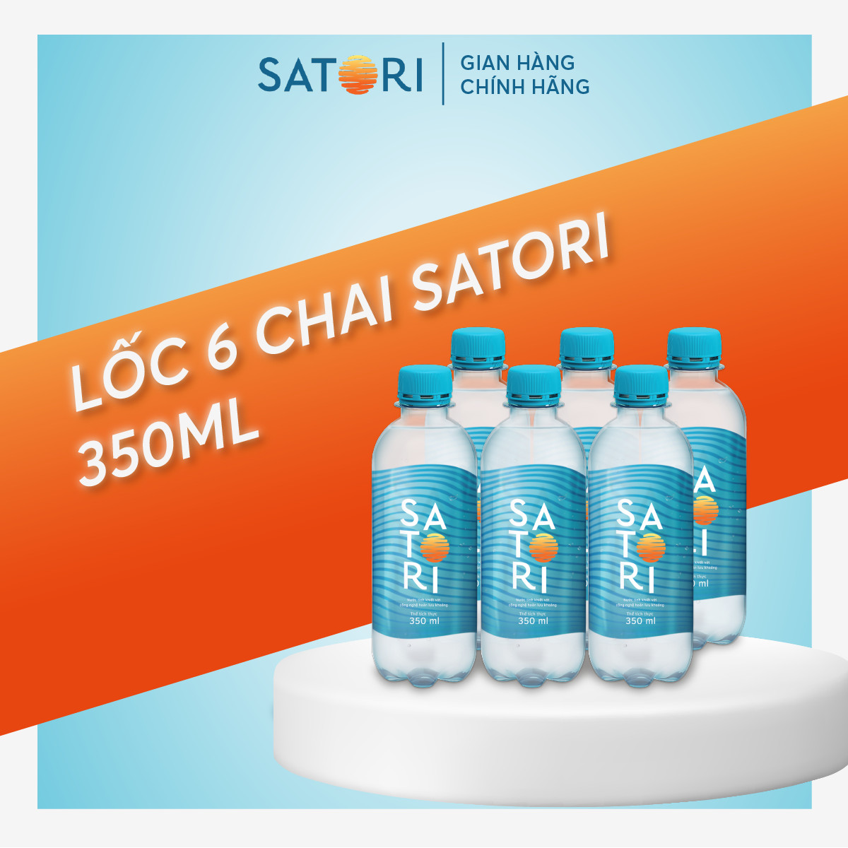 Lốc 6 chai nước suối (350ml/chai) SATORI - Công Nghệ Hoàn Lưu Khoáng