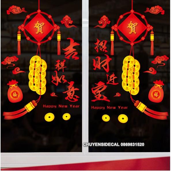 Decal dán Tết - Dây Đồng Xu Vàng