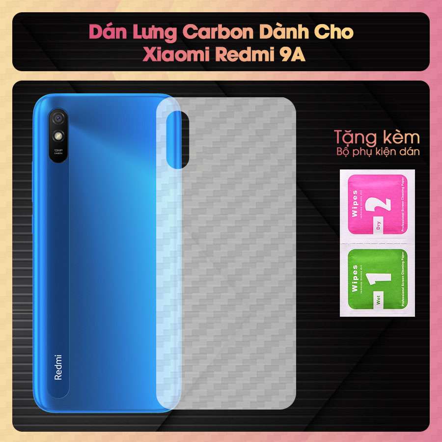 Miếng Dán Mặt Lưng Cacbon Dành Cho Xiaomi Redmi 9A- Handtown - Hàng Chính Hãng