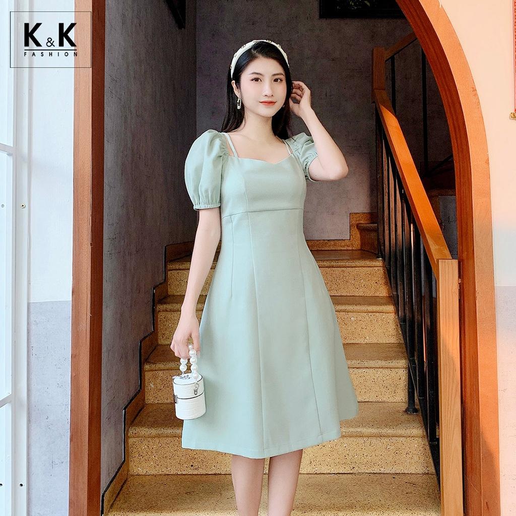 Đầm Chữ A Tay Phồng Cổ Phối Nơ K&amp;K Fashion KK119-04 Chất Liệu Xốp Thái