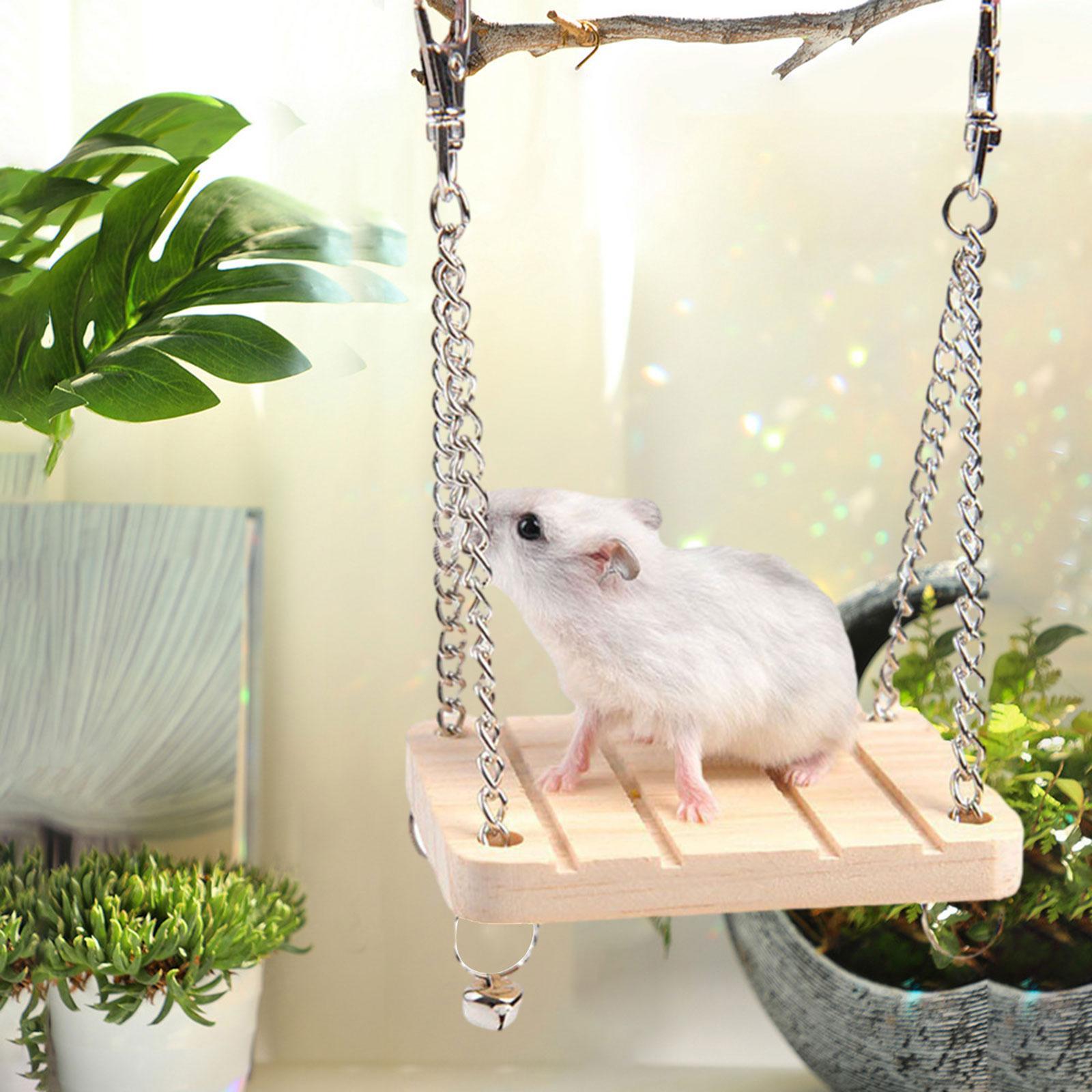 Hamster Hanging Swing Bed Wooden Accessories Exercises Play Toy for Gerbil Rats