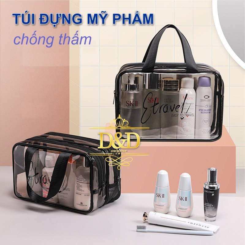 Túi đựng mỹ phẩm du lịch TPU chống thấm nước có 2 ngăn ướt khô