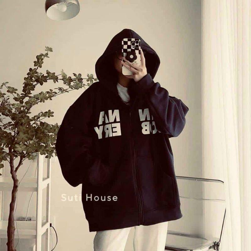 Áo khoác hoodie in 90's BABY chữ nổi form rộng full zip kéo,Áo khoác thu đông Nỉ nón to 2 lớp cao cấp unisex nam nữ