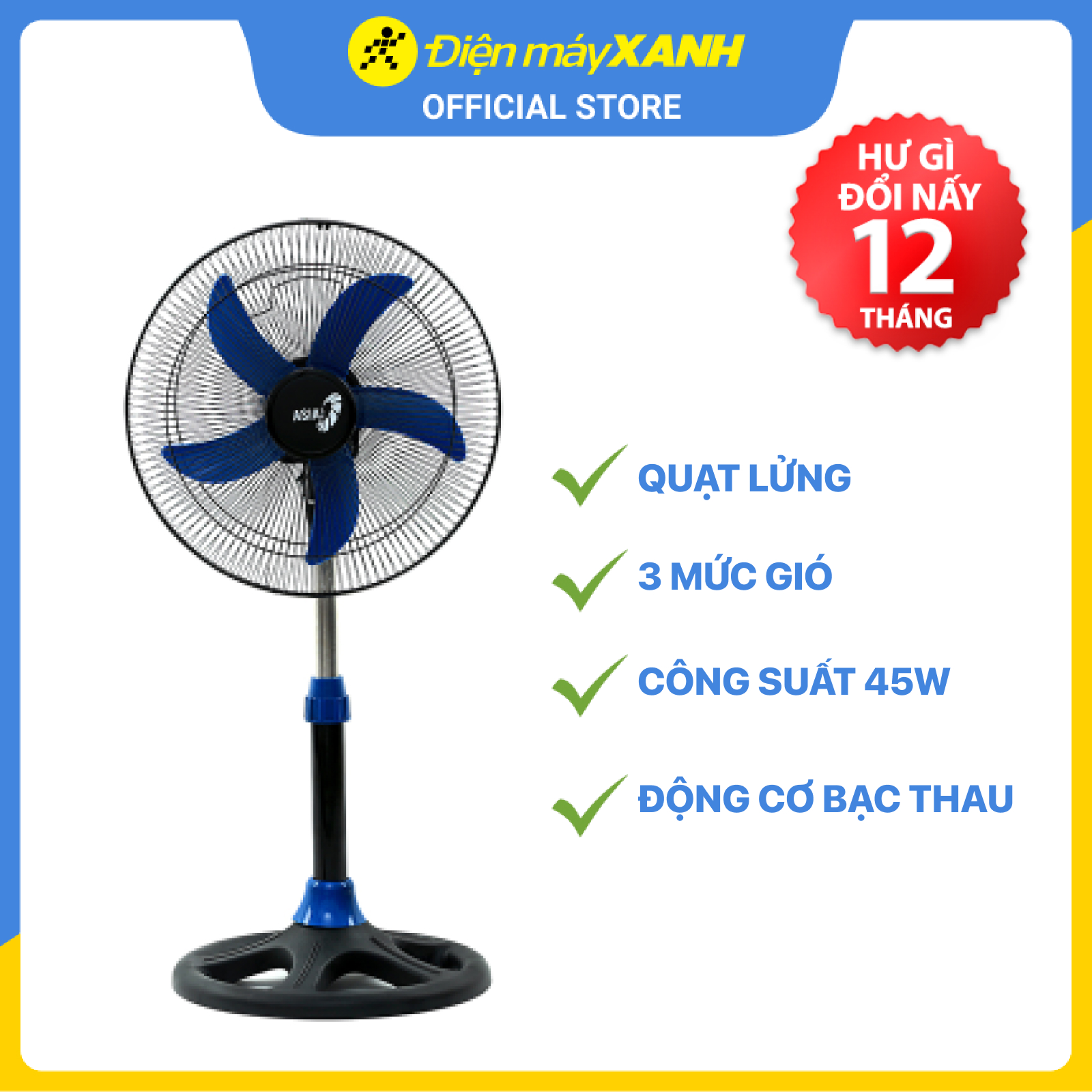 Quạt lửng Asia A16009-DV1 Xanh đen - Hàng chính hãng