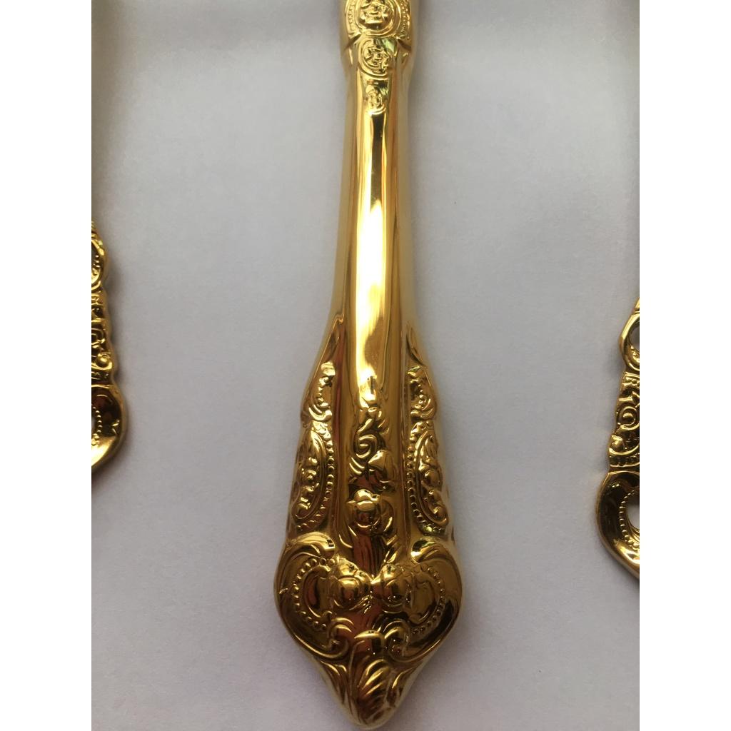 Bộ muỗng nĩa dao 3 món loại lớn inox xi mạ vàng sang trọng