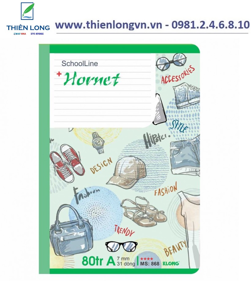 Lốc 5 quyển vở kẻ ngang Hornet - 80 trang; Klong 868