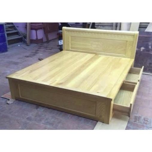 Giường Ngủ Gỗ Sồi Phản Ngăn Kéo Màu Tự Nhiên Giá Rẻ