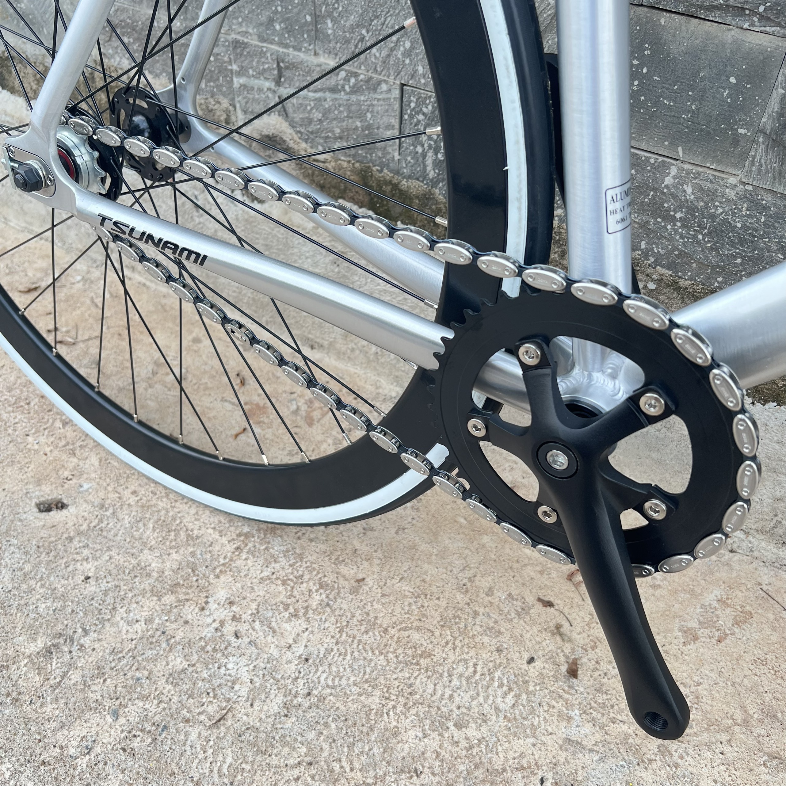 Xe đạp fixed gear TSUNAMI SNM100 cơ bản - Size S - Màu bạc