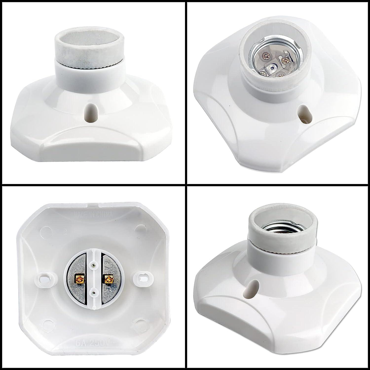 Ổ Cắm Trần Bắt Vít E27, Ổ Cắm Nhà Để Xe E27, AC 220-240V, Đui Bóng Đèn LED, Đế Trần E27, Đế Đèn Nhựa Trắng Cho Đèn Tường, Bộ 4