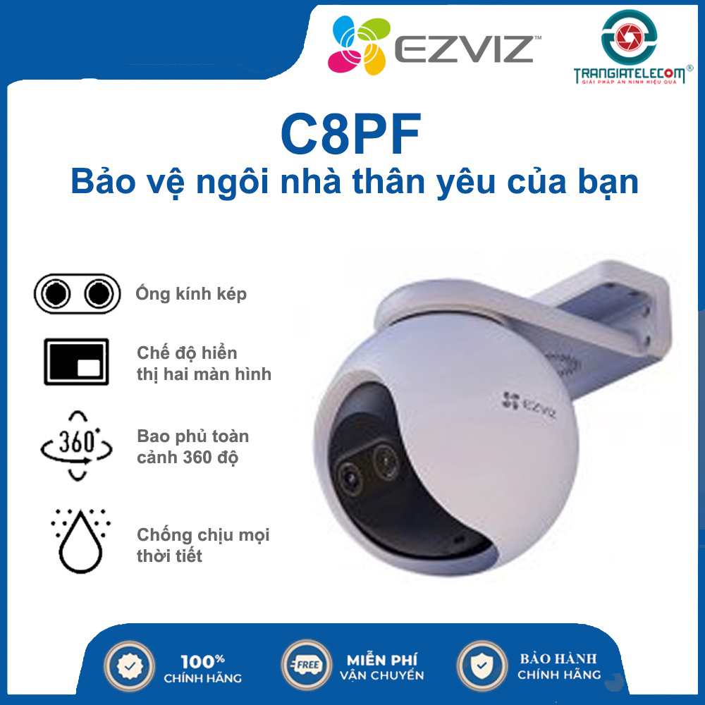 Camera IP wifi xoay 360 độ ngoài trời Ezviz C8C C8W C8PF -  Hàng chính hãng - C8PF Mắt kép Zoom 8x