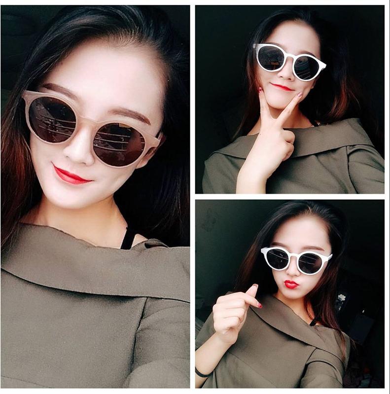 Kính Phân Cực Retro Tròn Trắng Kính Mát Khung Mặt Tròn